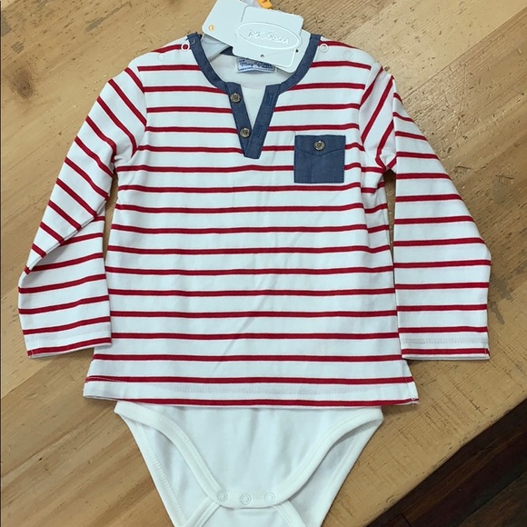 Seriously cute Baby boy striped onesie ❤️ - Picture 1 of 4